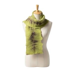 Chartreuse Art To Wear Style Fuzzy Scarf 11x30 Lime Green Textured Neck Warmer